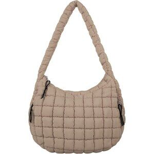 Iqimott Quilted Puffer Tote Bag Large Crossbody Shoulder Bag with Zipper